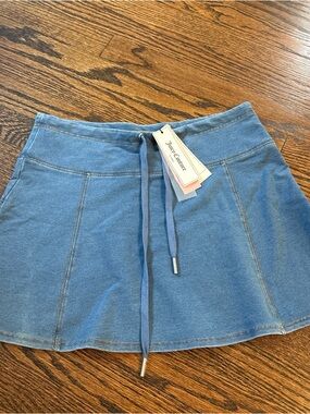 Juicy Couture Denim-Blue Drawstring Mini Skirt